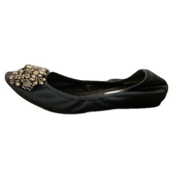 Vera Wang Navy Blue Shine Silver Rhinestone Peep Toe Ballet Flats 7.5 - Picture 2 of 8